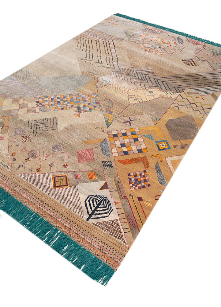 manchaha grey and black wool and bamboo silk hand knotted Rug - FloorShot
