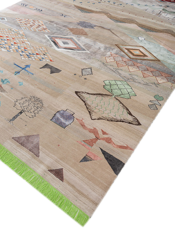 freedom manchaha ivory wool and bamboo silk hand knotted Rug - FloorShot
