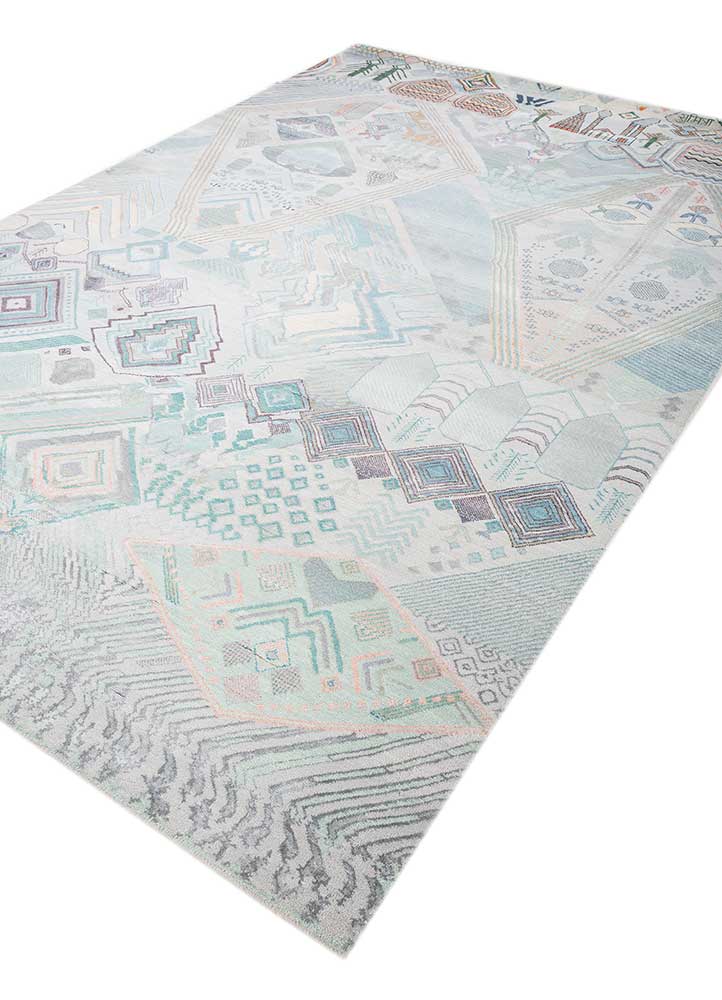 manchaha ivory wool and bamboo silk hand knotted Rug - FloorShot