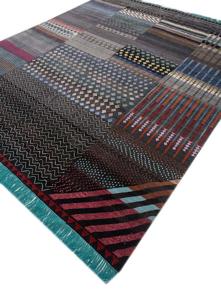 manchaha blue wool and bamboo silk hand knotted Rug - FloorShot