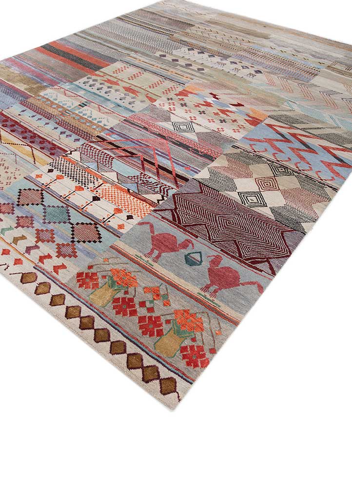 manchaha ivory wool and bamboo silk hand knotted Rug - FloorShot