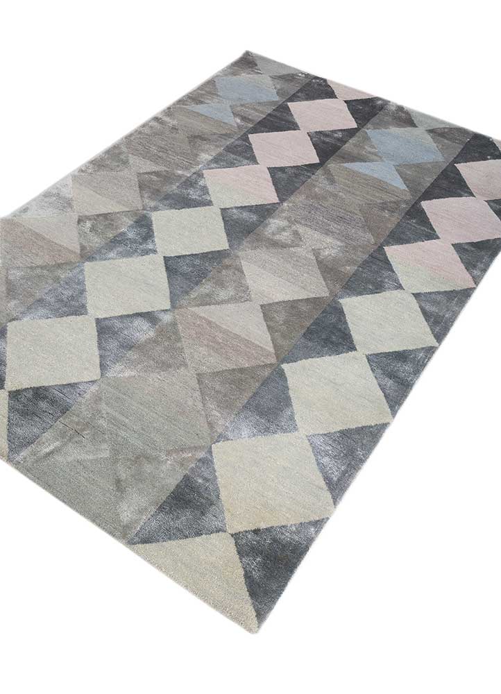 manchaha grey and black wool and bamboo silk hand knotted Rug - FloorShot