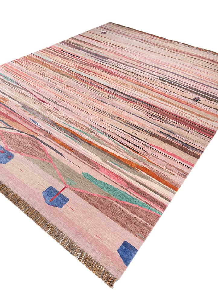 manchaha pink and purple wool and bamboo silk hand knotted Rug - FloorShot