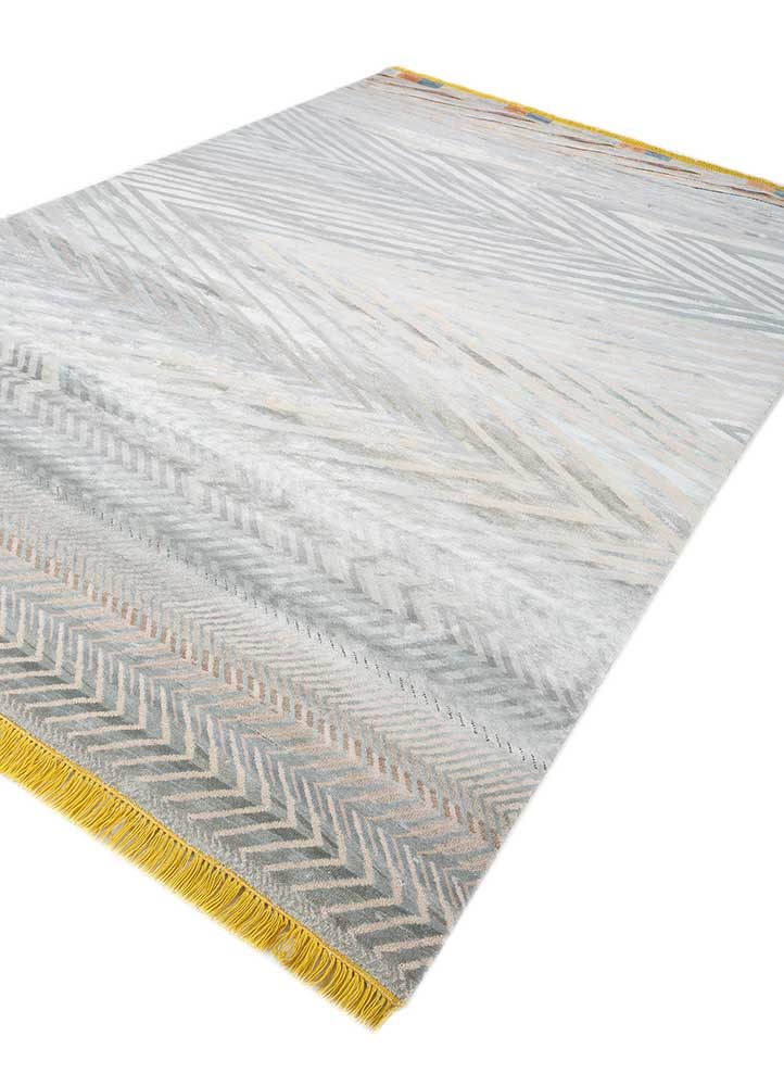 manchaha blue wool and bamboo silk hand knotted Rug - FloorShot