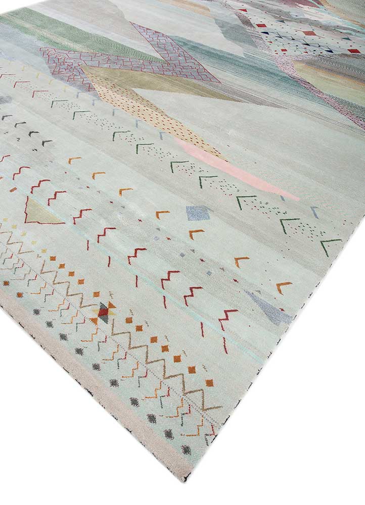 freedom manchaha ivory wool and bamboo silk hand knotted Rug - FloorShot