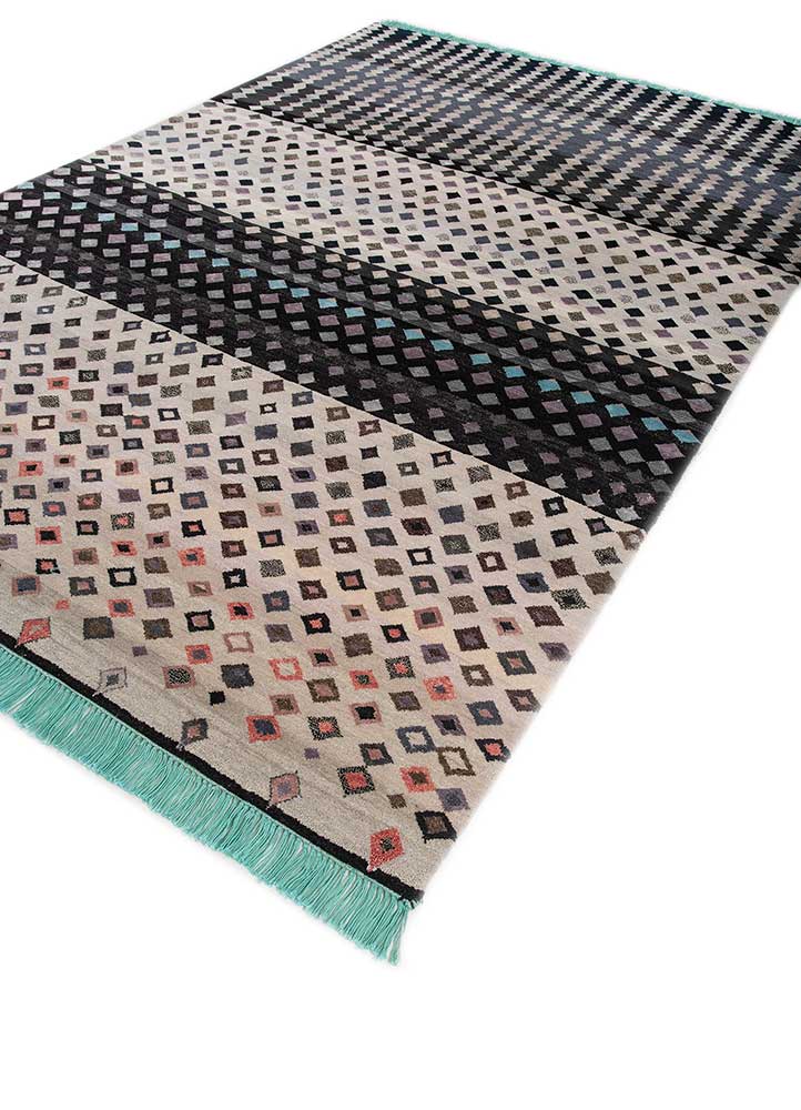 manchaha blue wool and bamboo silk hand knotted Rug - FloorShot