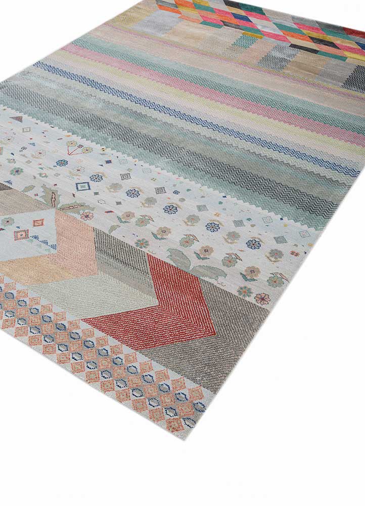 manchaha blue wool and bamboo silk hand knotted Rug - FloorShot