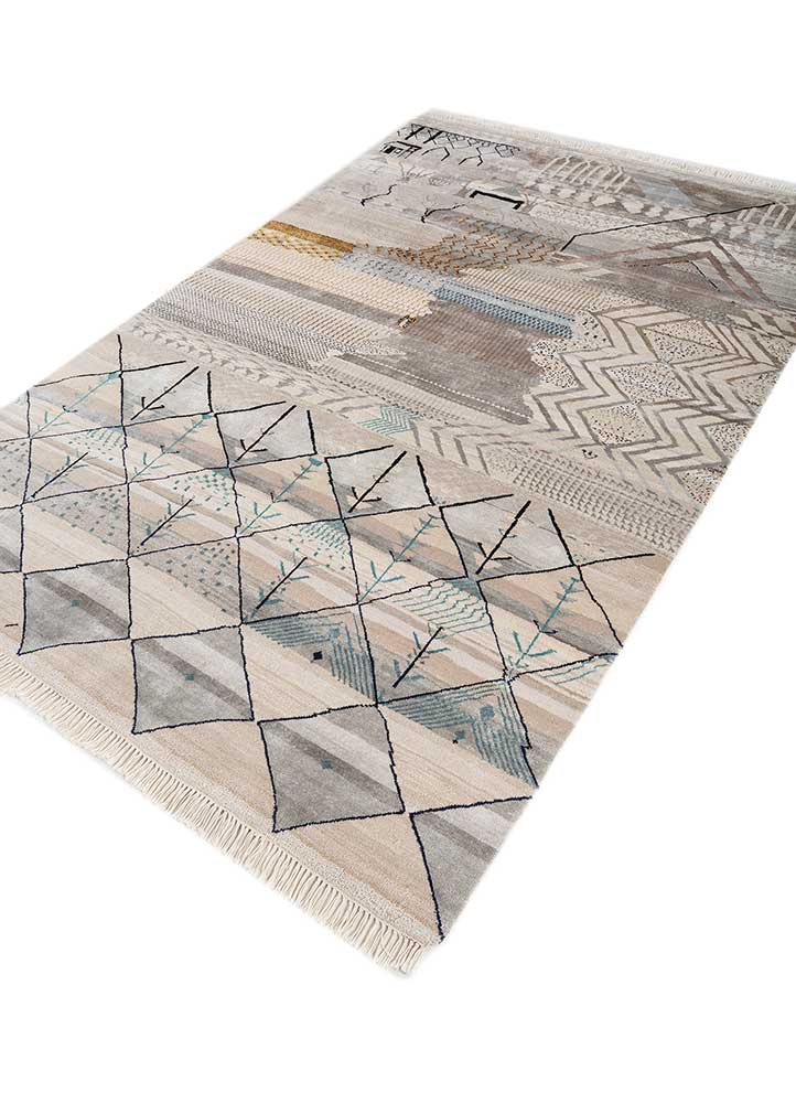 manchaha ivory wool and bamboo silk hand knotted Rug - FloorShot