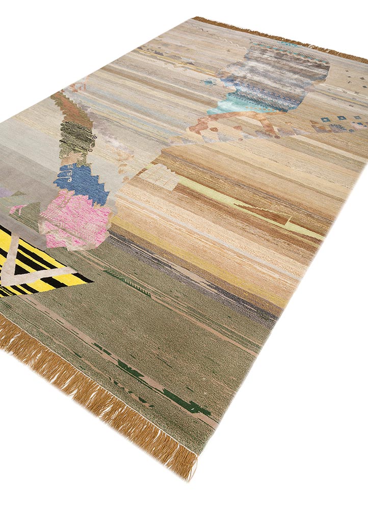 manchaha grey and black wool and bamboo silk hand knotted Rug - FloorShot
