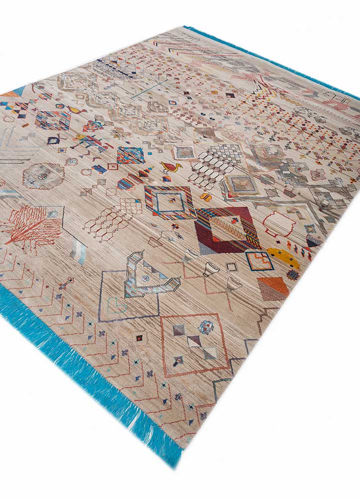 manchaha ivory wool and bamboo silk hand knotted Rug - FloorShot