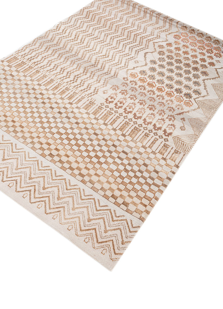 manchaha ivory wool and bamboo silk hand knotted Rug - FloorShot