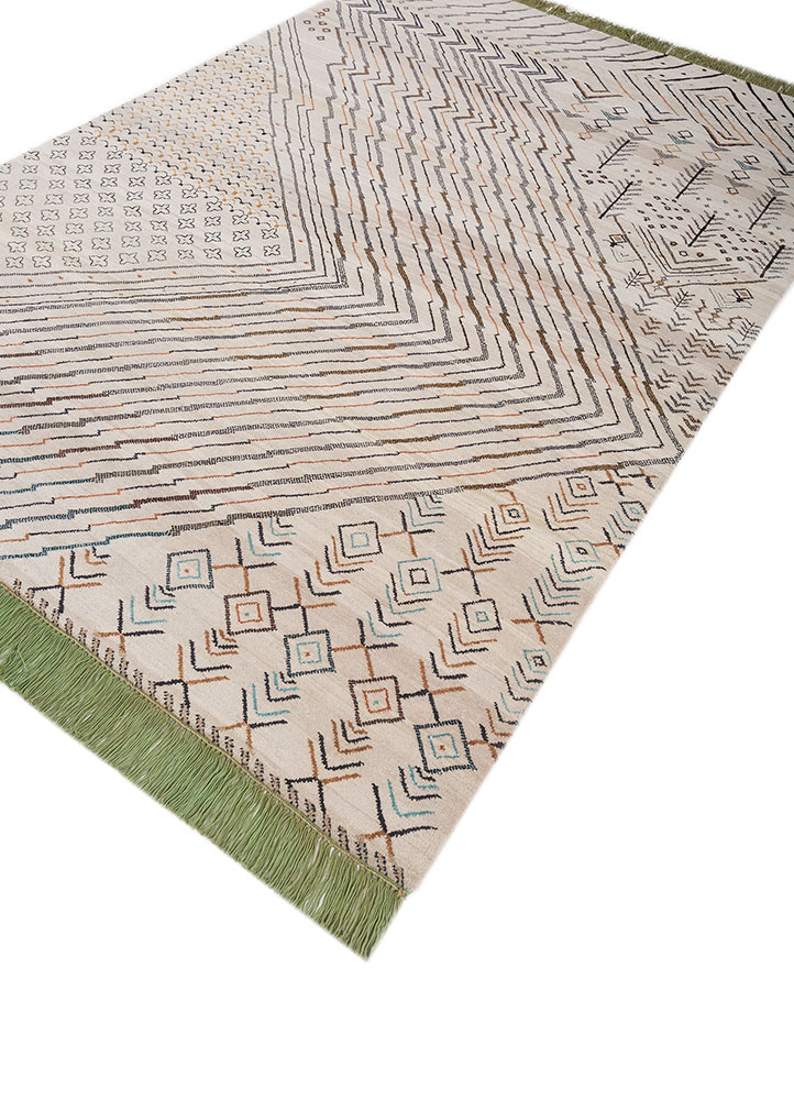 manchaha ivory wool and bamboo silk hand knotted Rug - FloorShot
