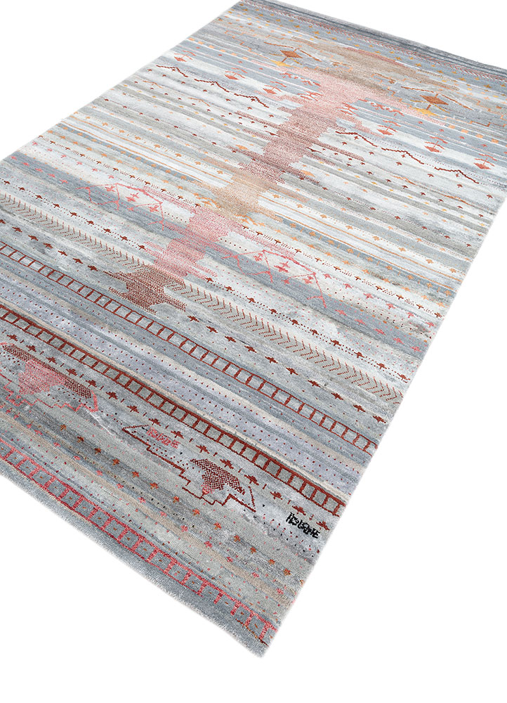 manchaha blue wool and bamboo silk hand knotted Rug - FloorShot