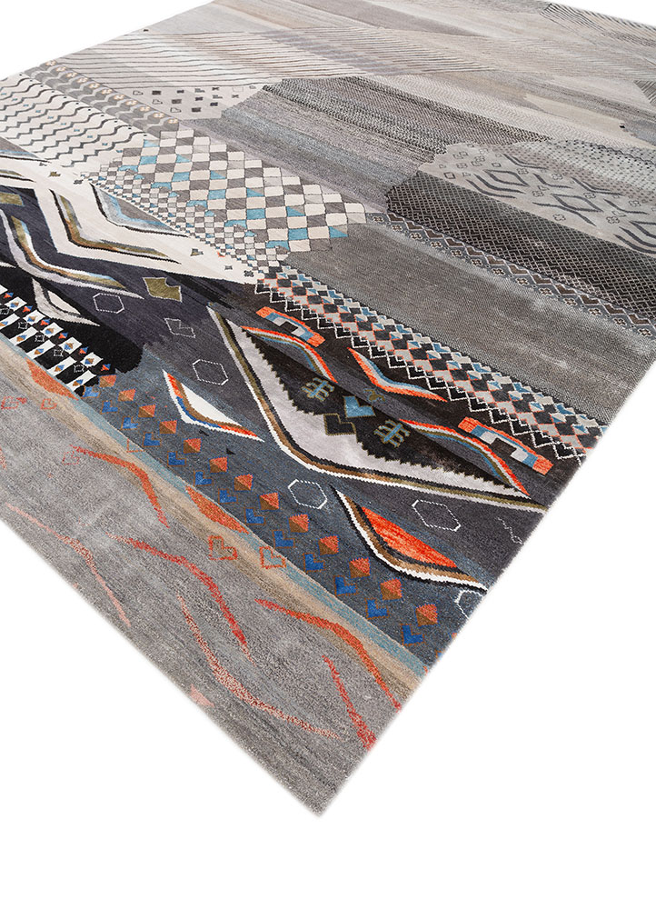 manchaha ivory wool and bamboo silk hand knotted Rug - FloorShot