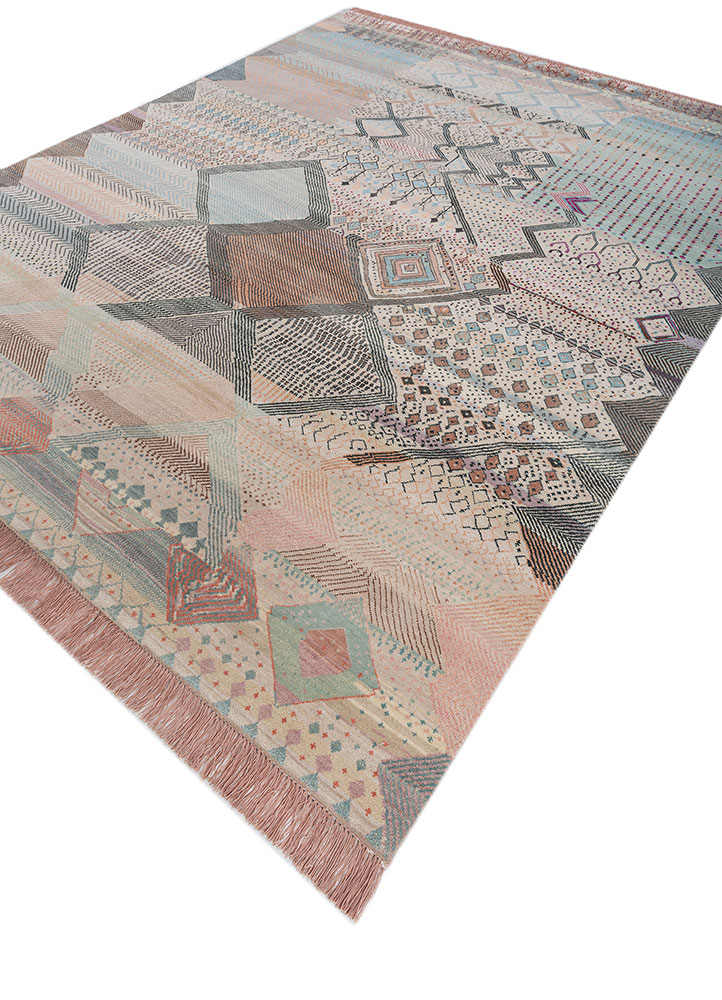 manchaha pink and purple wool and bamboo silk hand knotted Rug - FloorShot