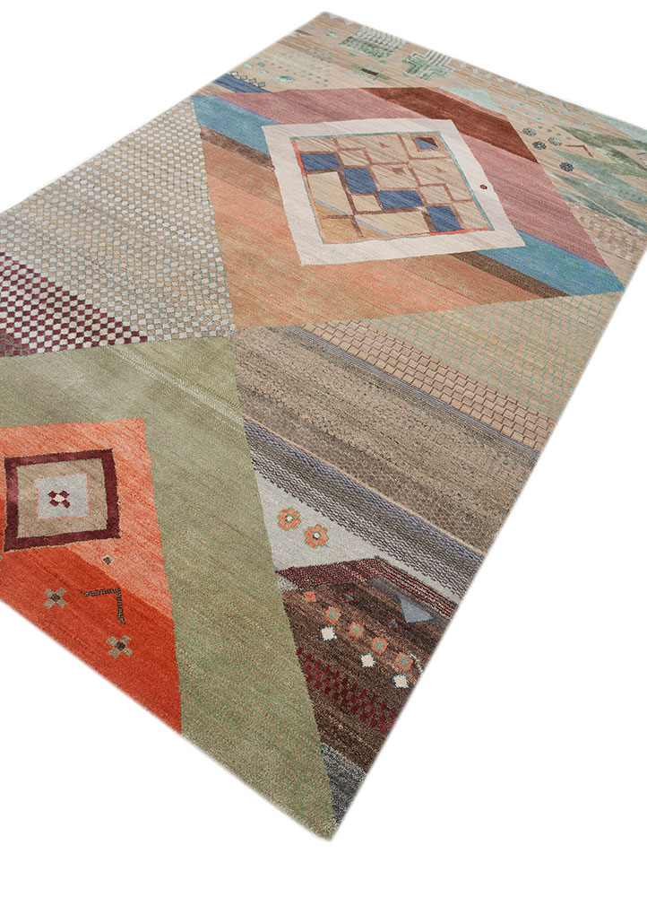 manchaha beige and brown wool and bamboo silk hand knotted Rug - FloorShot