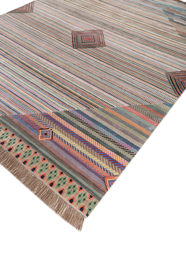 manchaha beige and brown wool and bamboo silk hand knotted Rug - FloorShot