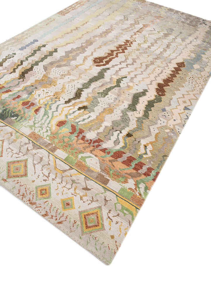 manchaha ivory wool and bamboo silk hand knotted Rug - FloorShot