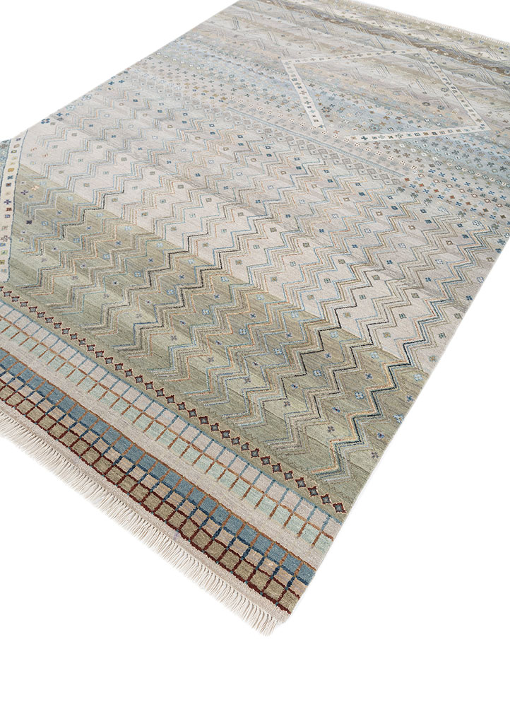 manchaha ivory wool and bamboo silk hand knotted Rug - FloorShot
