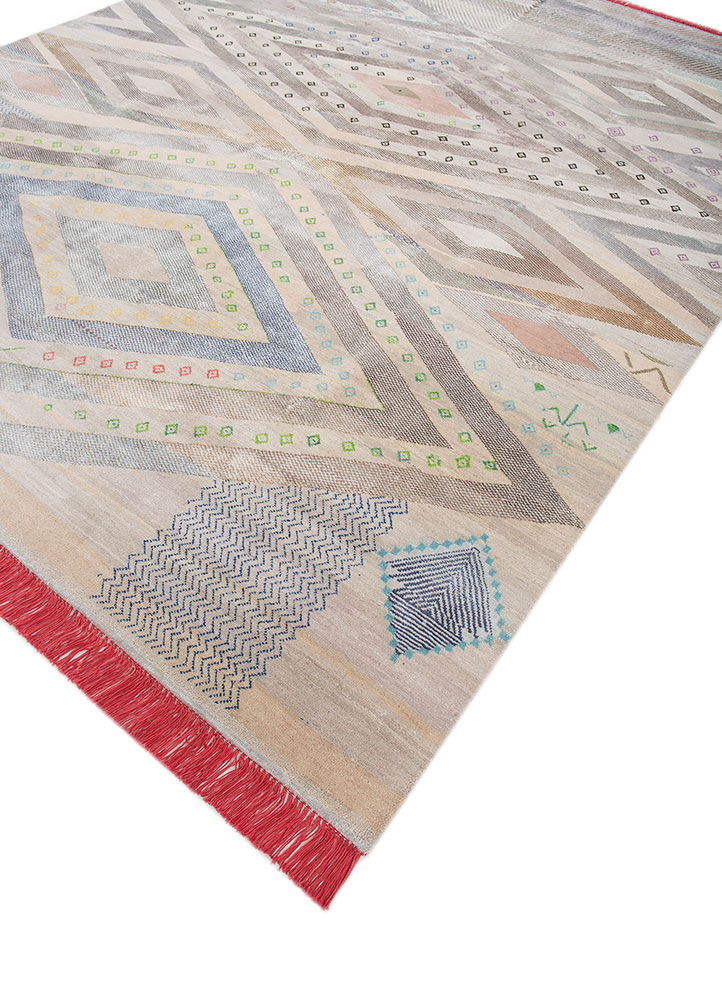 manchaha ivory wool and bamboo silk hand knotted Rug - FloorShot
