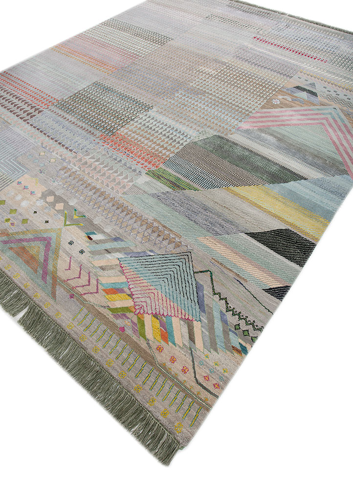 manchaha ivory wool and bamboo silk hand knotted Rug - FloorShot