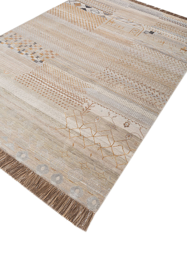 manchaha grey and black wool and bamboo silk hand knotted Rug - FloorShot