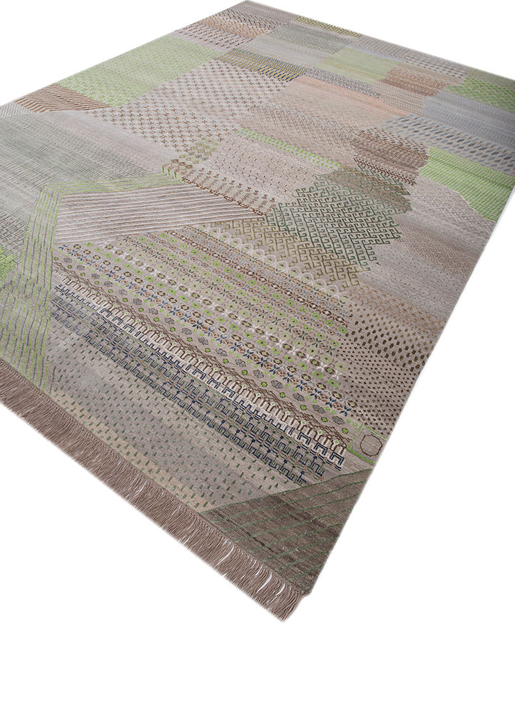 manchaha ivory wool and bamboo silk hand knotted Rug - FloorShot