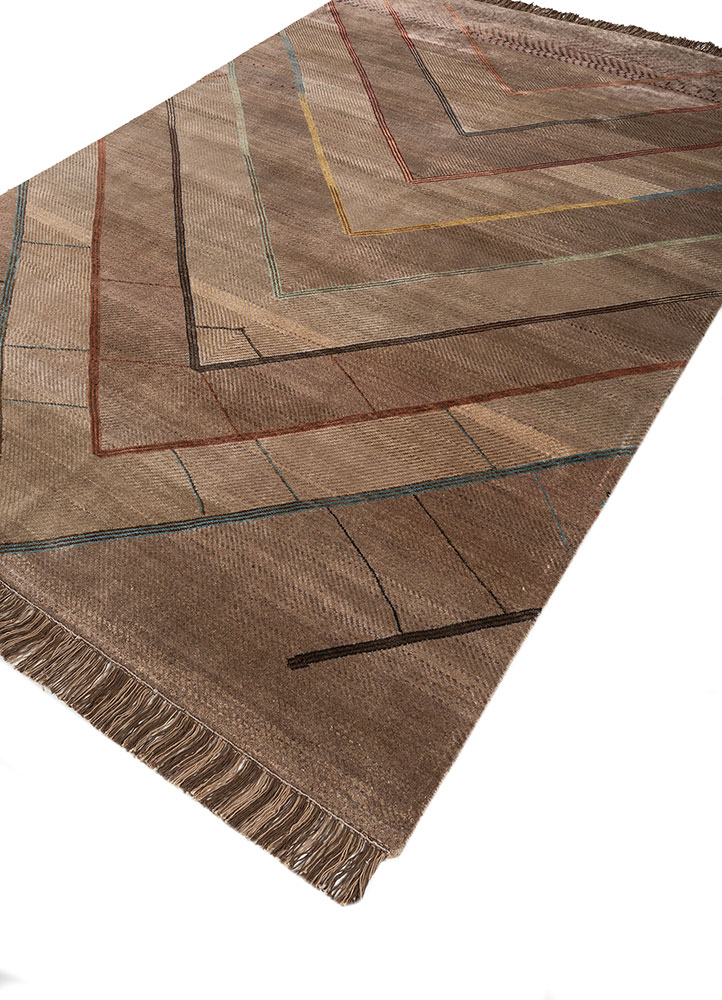 manchaha beige and brown wool and bamboo silk hand knotted Rug - FloorShot