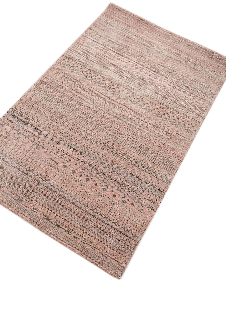 manchaha pink and purple wool and bamboo silk hand knotted Rug - FloorShot