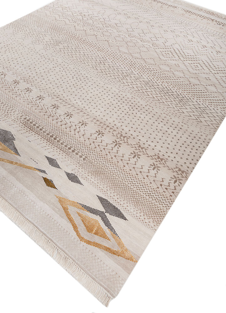 manchaha ivory wool and bamboo silk hand knotted Rug - FloorShot