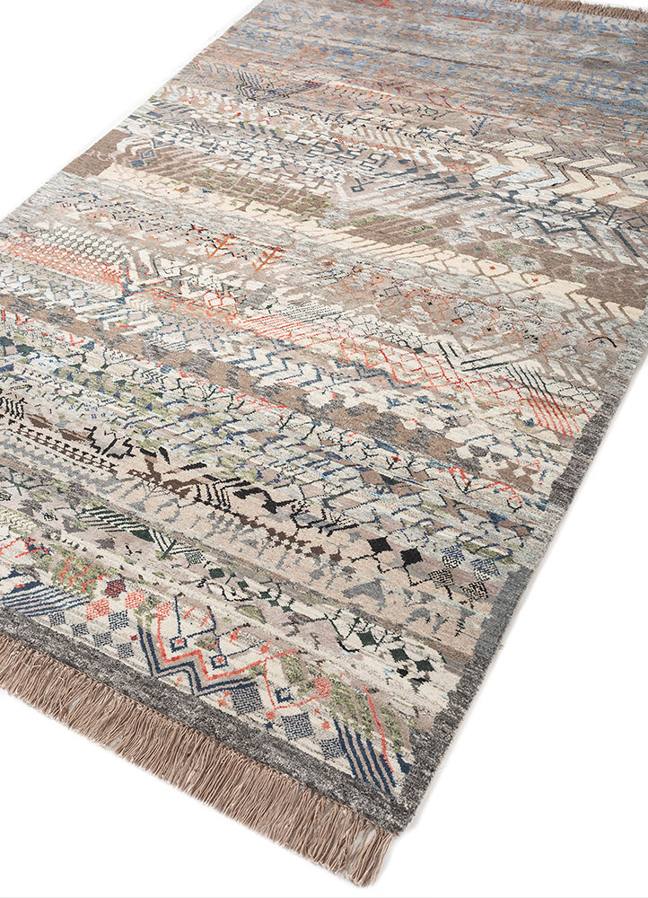 manchaha grey and black wool and bamboo silk hand knotted Rug - FloorShot