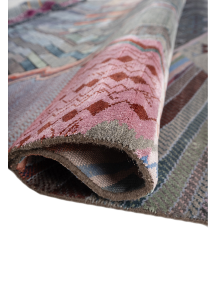 manchaha grey and black wool and bamboo silk hand knotted Rug - FloorShot