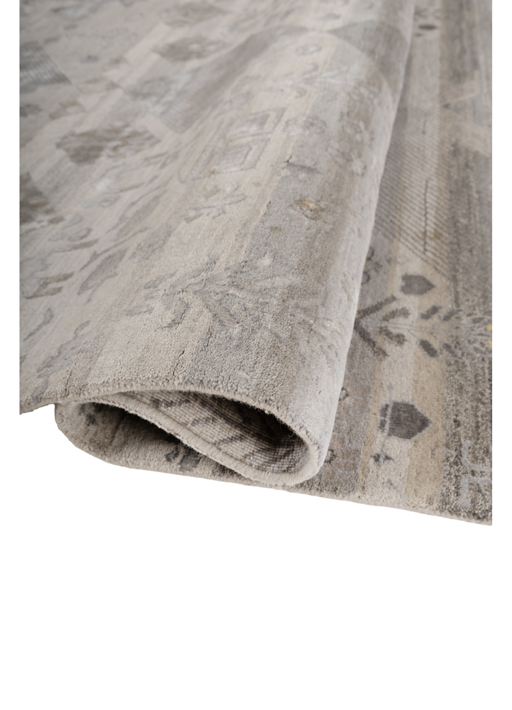 manchaha grey and black wool and bamboo silk hand knotted Rug - FloorShot