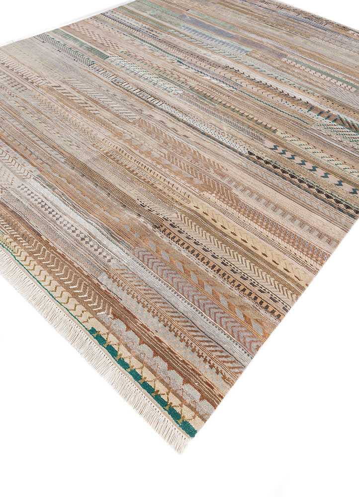 manchaha grey and black wool and bamboo silk hand knotted Rug - FloorShot
