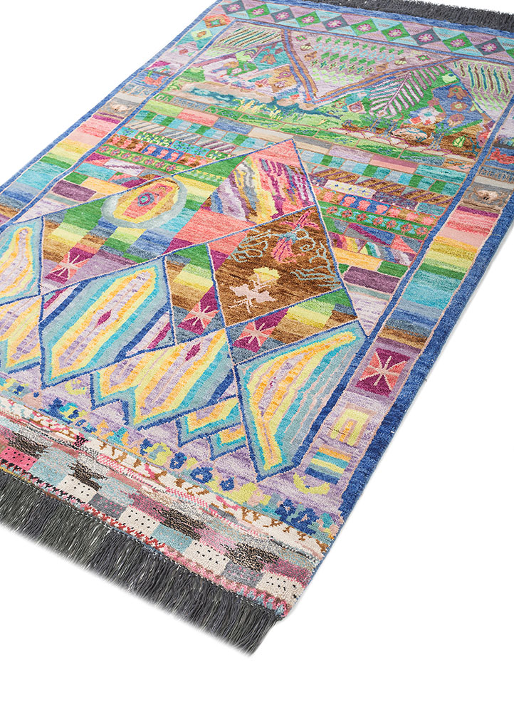 manchaha ivory wool and bamboo silk hand knotted Rug - FloorShot