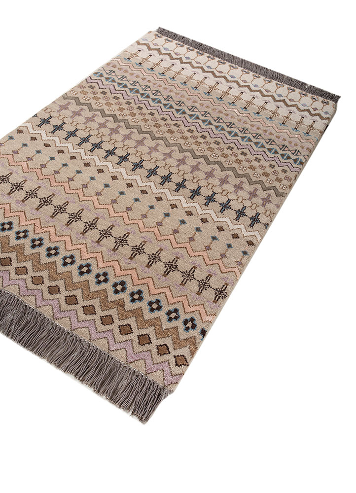 manchaha ivory wool and bamboo silk hand knotted Rug - FloorShot