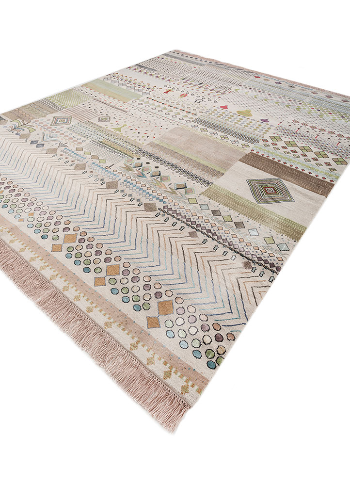 manchaha ivory wool and bamboo silk hand knotted Rug - FloorShot