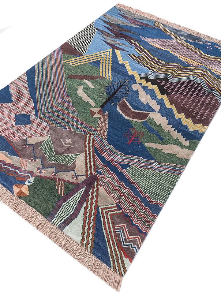 manchaha pink and purple wool and bamboo silk hand knotted Rug - FloorShot