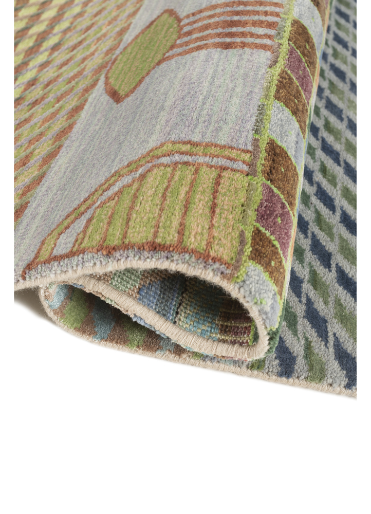 manchaha red and orange wool and bamboo silk hand knotted Rug - FloorShot