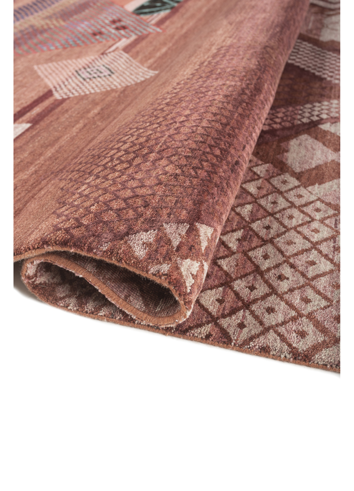 manchaha red and orange wool and bamboo silk hand knotted Rug - FloorShot