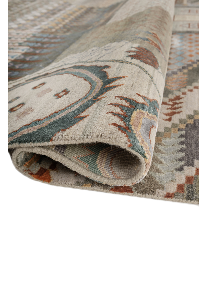 manchaha green wool and bamboo silk hand knotted Rug - FloorShot