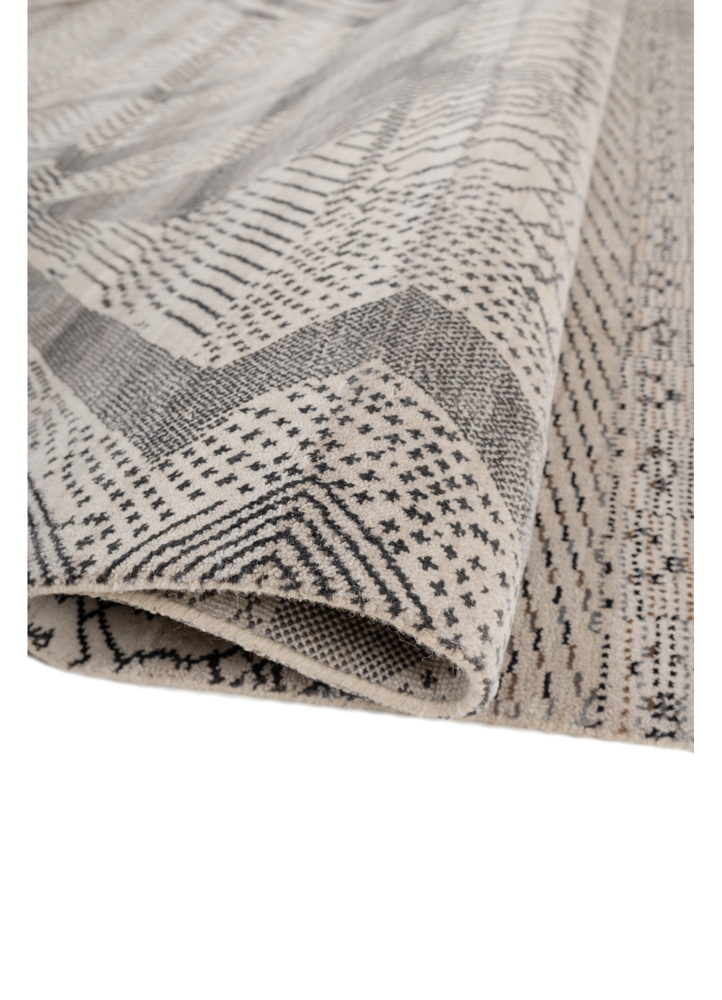 manchaha ivory wool and bamboo silk hand knotted Rug - FloorShot