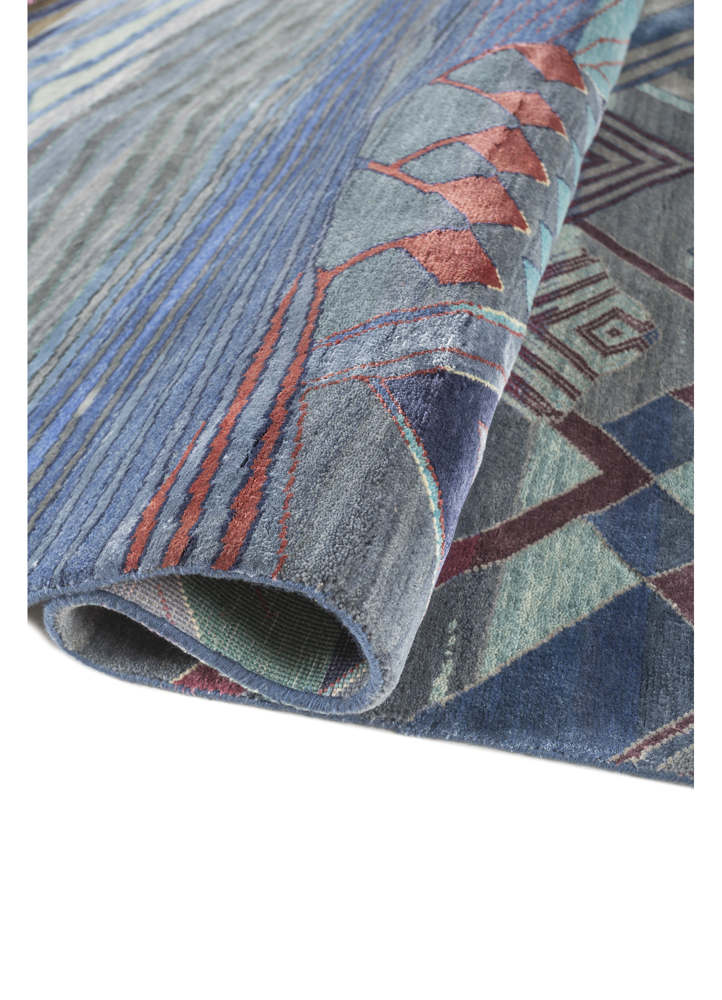 manchaha red and orange wool and bamboo silk hand knotted Rug - FloorShot