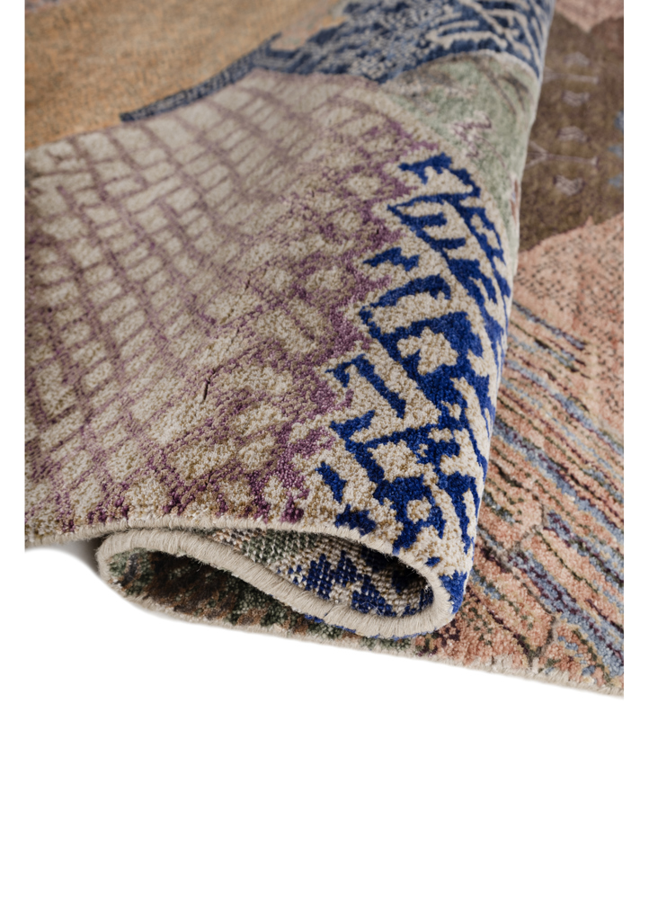 manchaha blue wool and bamboo silk hand knotted Rug - FloorShot