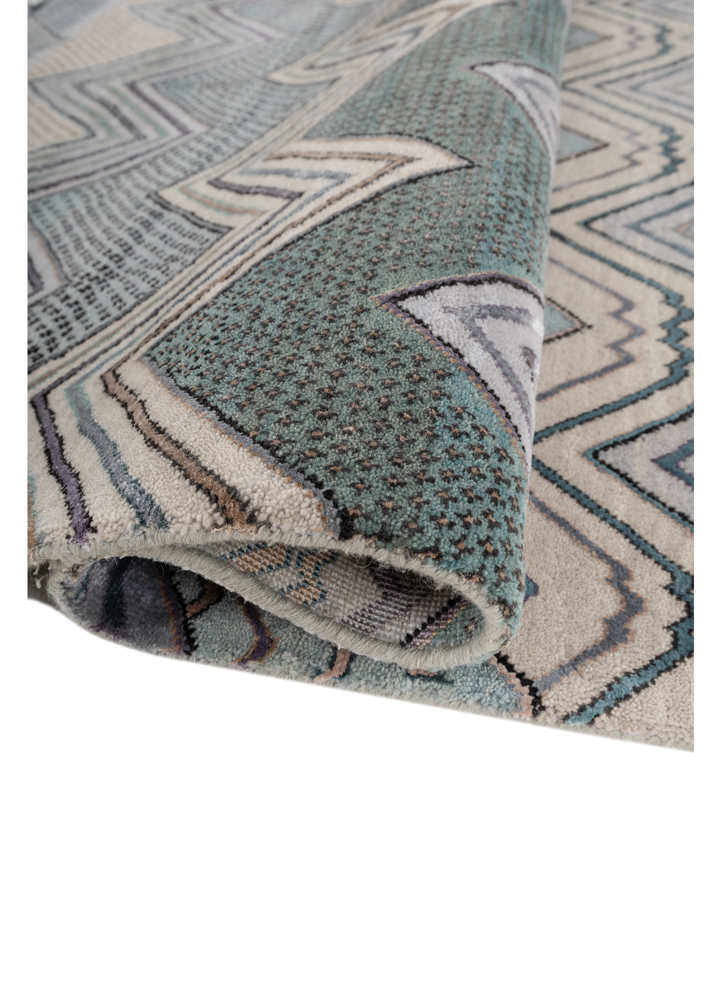 manchaha blue wool and bamboo silk hand knotted Rug - FloorShot