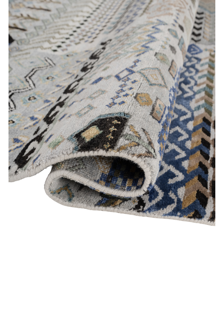 manchaha blue wool and bamboo silk hand knotted Rug - FloorShot