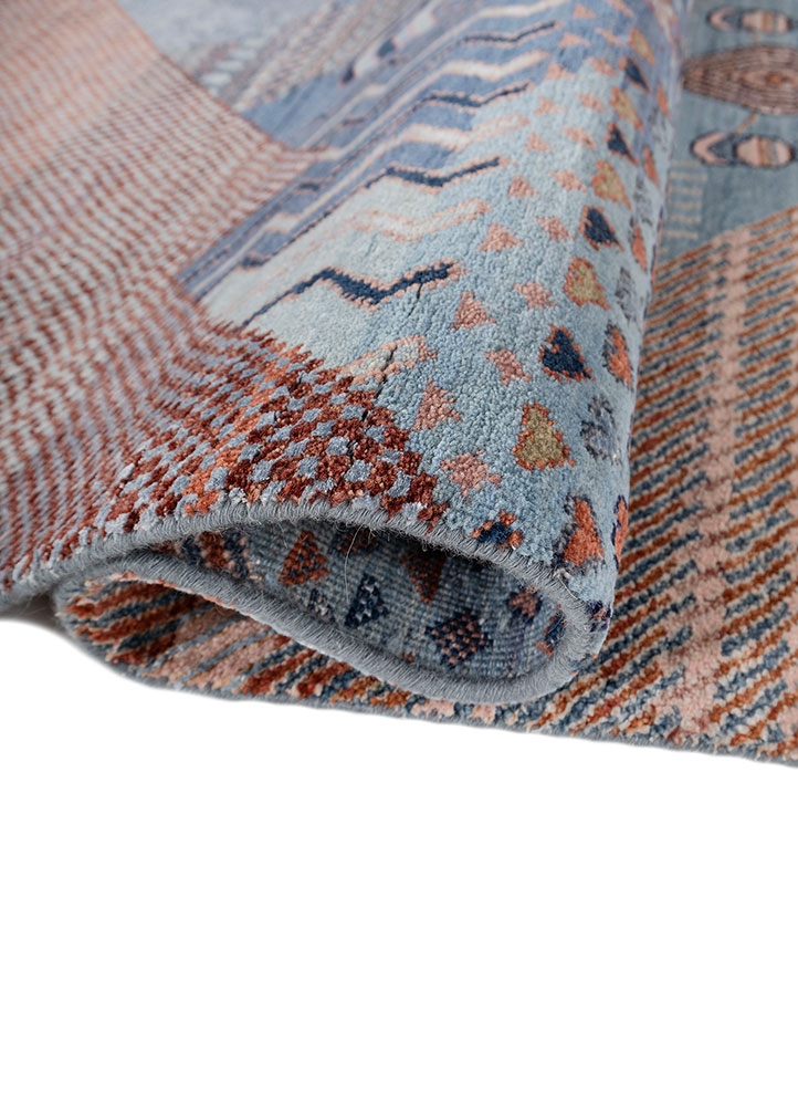 manchaha blue wool and bamboo silk hand knotted Rug - FloorShot
