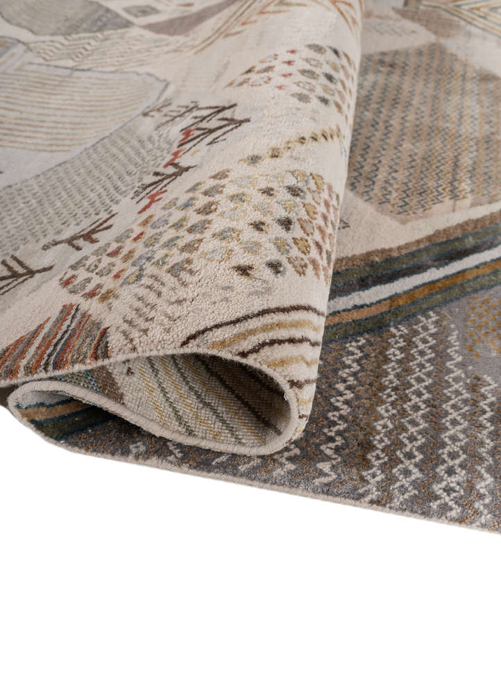 manchaha ivory wool and bamboo silk hand knotted Rug - FloorShot