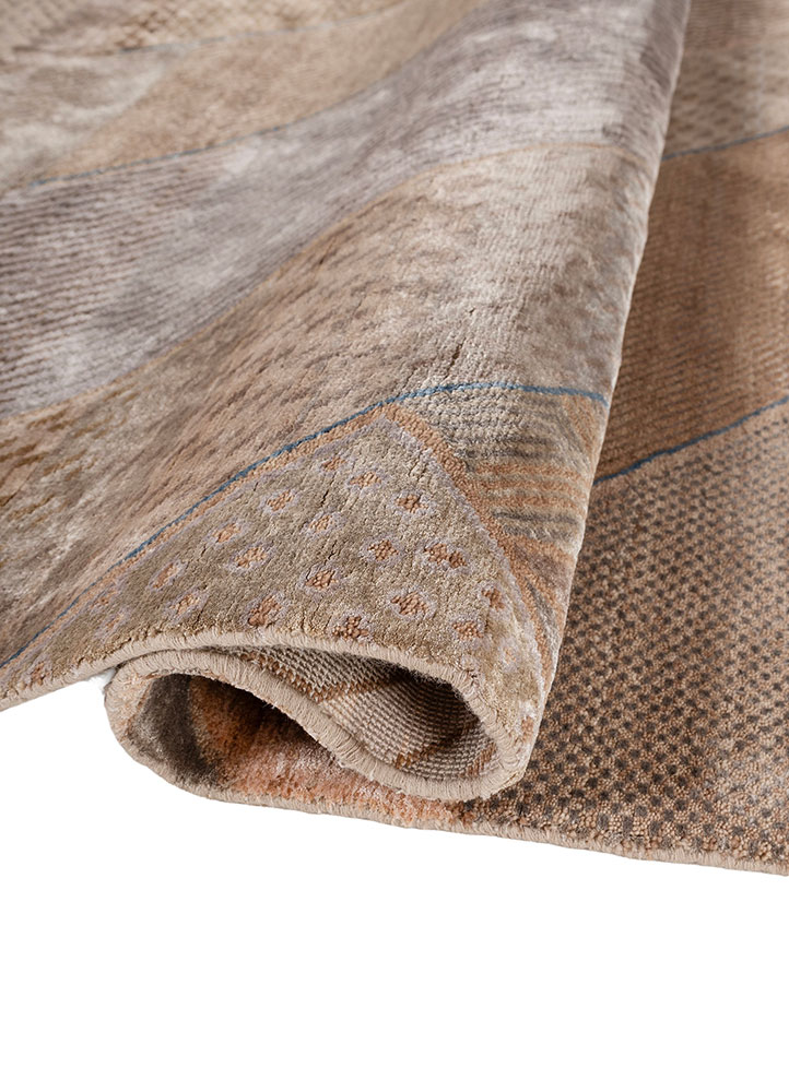 manchaha beige and brown wool and bamboo silk hand knotted Rug - FloorShot