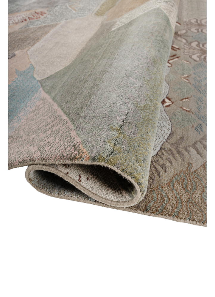 manchaha pink and purple wool and bamboo silk hand knotted Rug - FloorShot